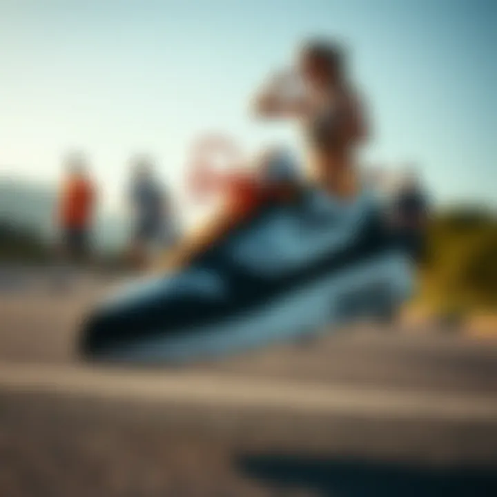 A dynamic scene of an active lifestyle featuring Nike Monarch shoes