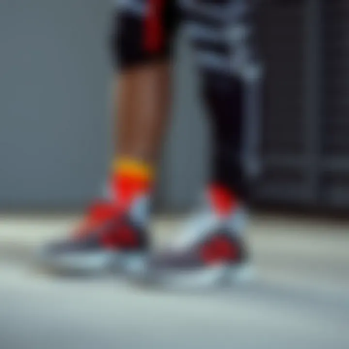 Stylish combination of basketball shoes with sports attire