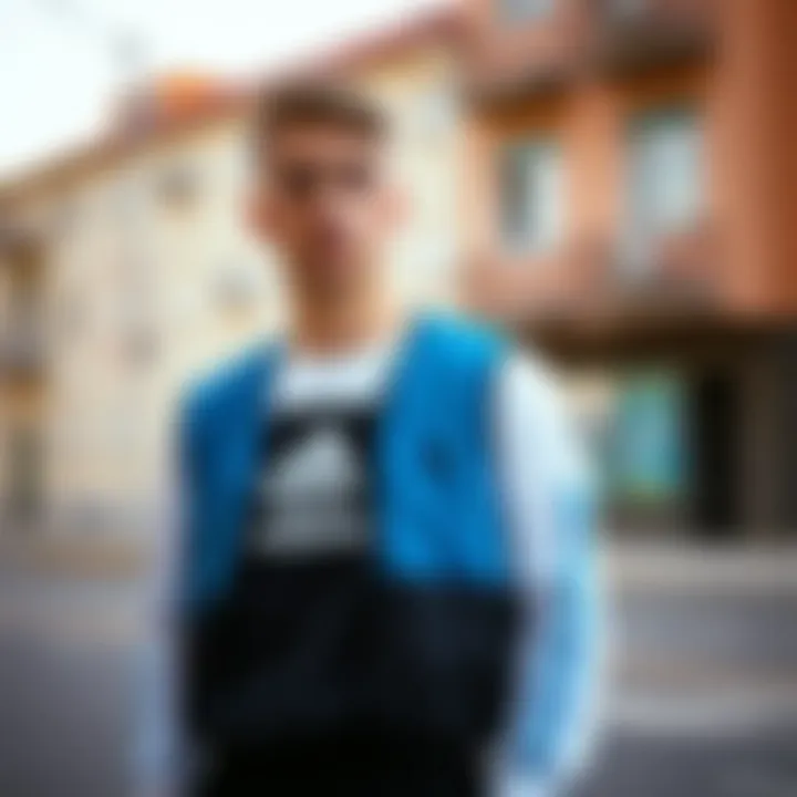 Athletic outfit featuring Adidas vest in an urban setting