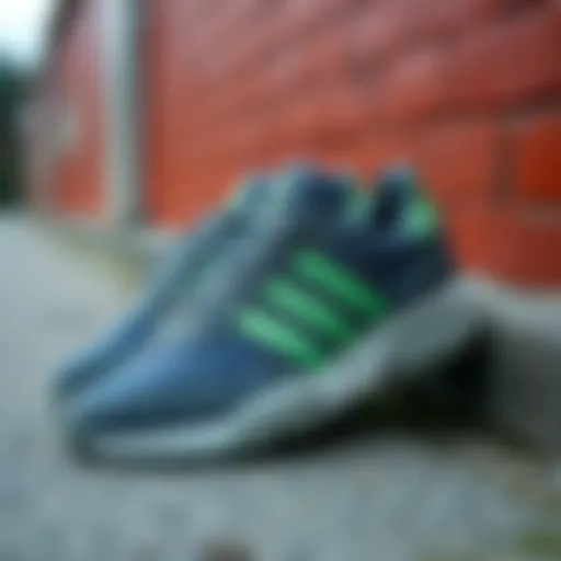 Stylish view of Adidas grey-green sports shoes