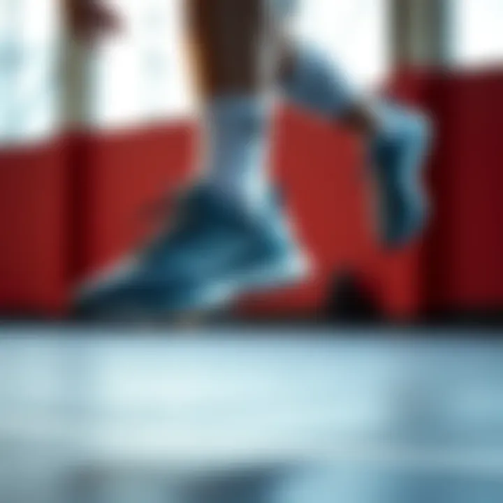 Athlete demonstrating agility and speed wearing Adidas Response shoes.