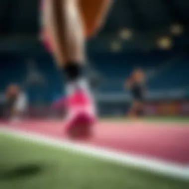 Athlete wearing pink Air Zoom cleats during a match