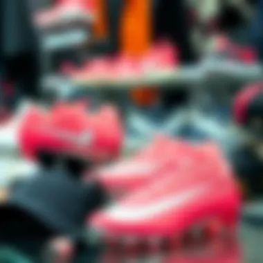 Trendy pink Air Zoom cleats displayed with accessories