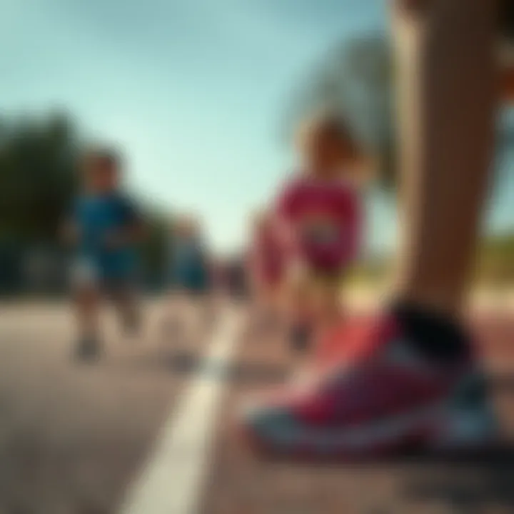 Encouraging Active Lifestyles Group of children playing sports in Asics footwear