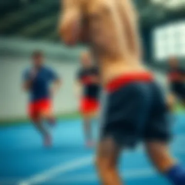 Athletes wearing BJK shorts during various sports activities