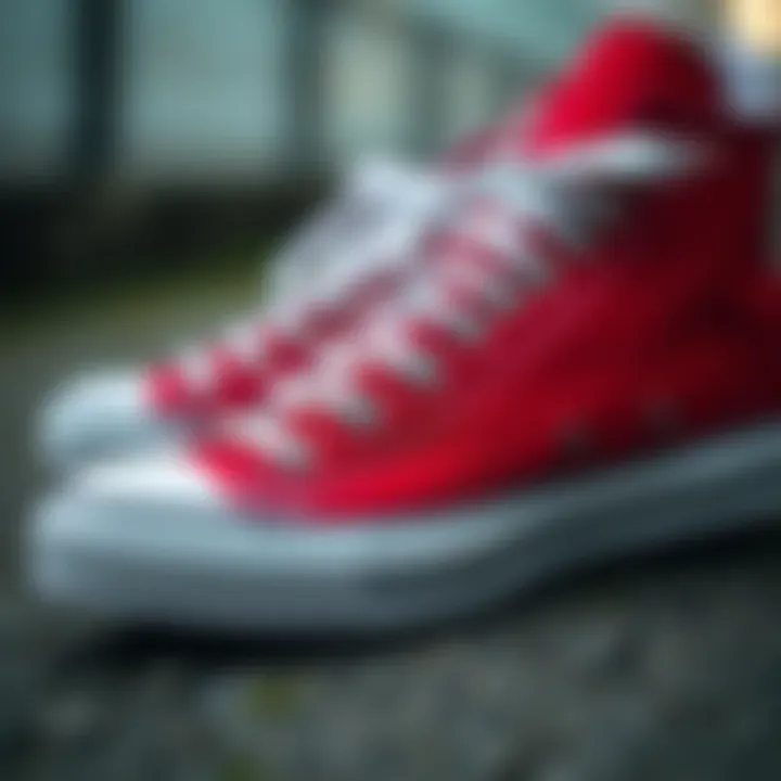 Close-up of Converse shoes highlighting unique design features