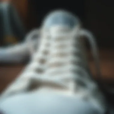 Close-up of white Converse showcasing material texture