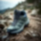 Columbia outdoor shoes on a rocky trail