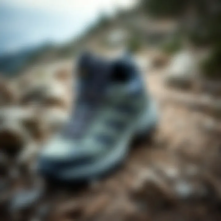 Columbia Outdoor Shoes on a Rocky Trail Columbia outdoor shoes on a rocky trail