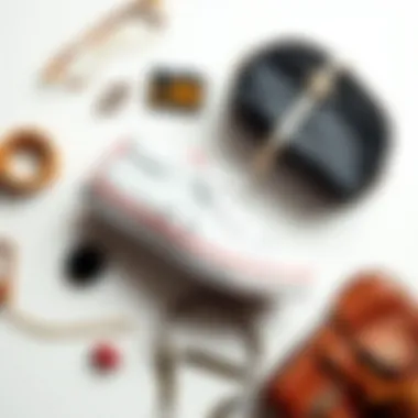 Creative flat lay of accessories with white Converse