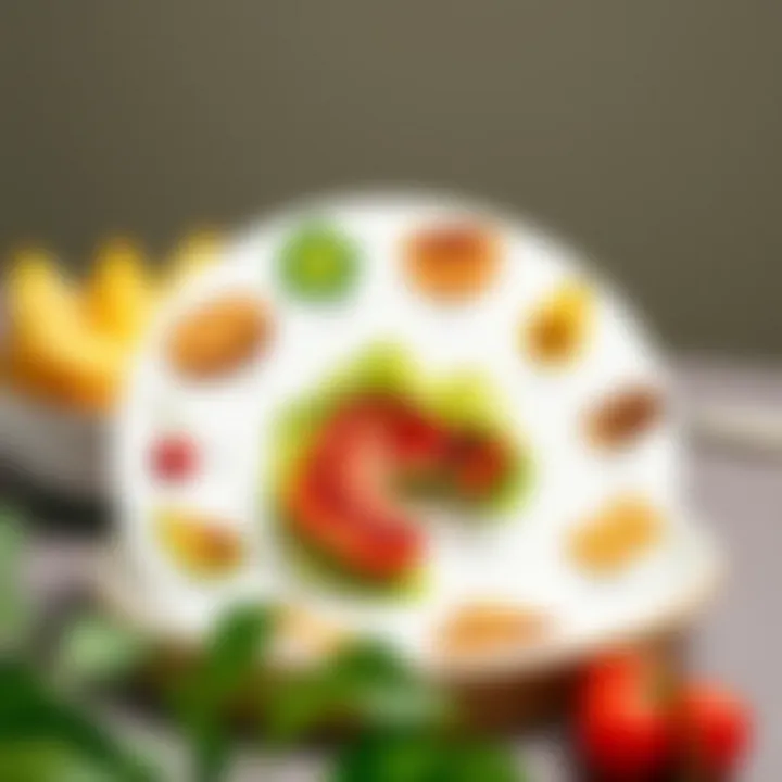 Illustration showcasing various food groups and their proportions.