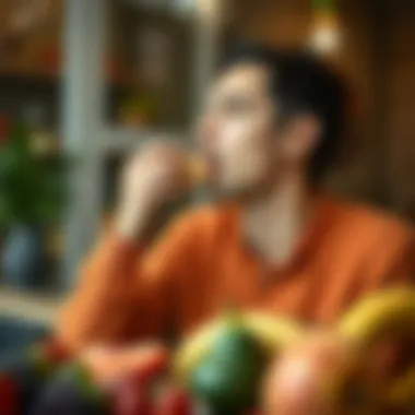An individual enjoying a fruit platter, emphasizing moderation in consumption.