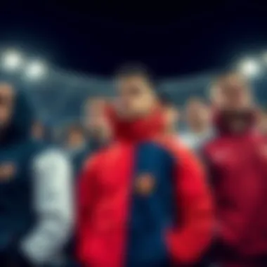 Group of fans wearing football sweatshirts