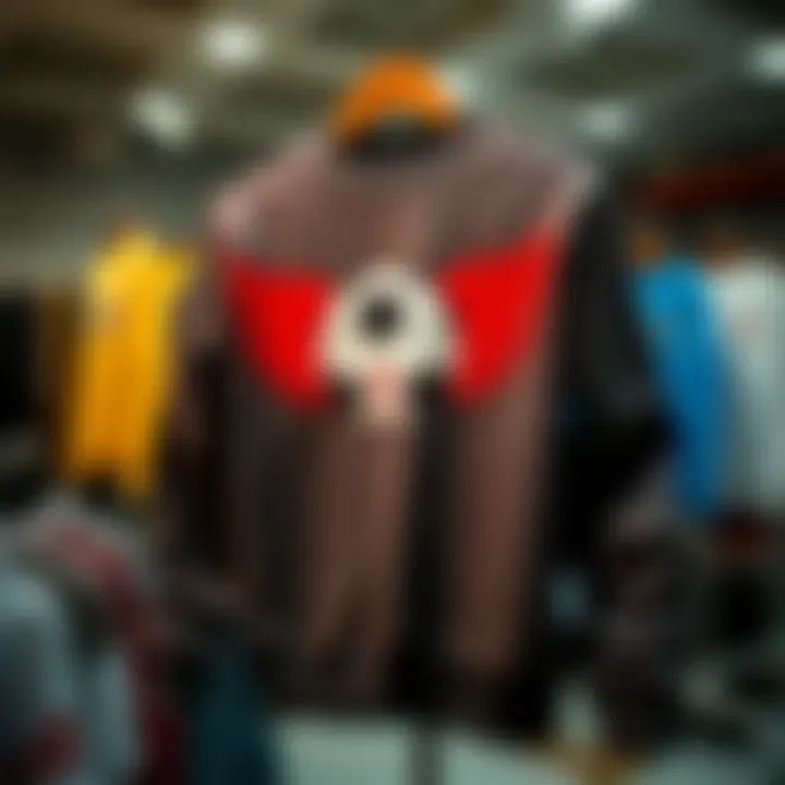 Stylish football-themed sweatshirt on display