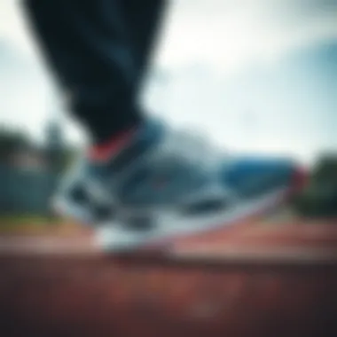 Dynamic shot of a person wearing Hummel sneakers during an athletic activity