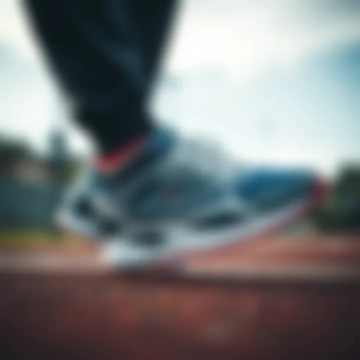 Dynamic shot of a person wearing Hummel sneakers during an athletic activity