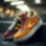 A close-up view of Hummel sneakers showcasing their unique design and color patterns.