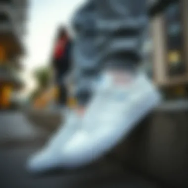 Versatile Styling with Hummel Sneakers Hummel sneakers styled with athletic wear in an urban setting, highlighting their versatility.