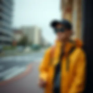 Stylish outfit combining lightweight rain jacket with athletic wear