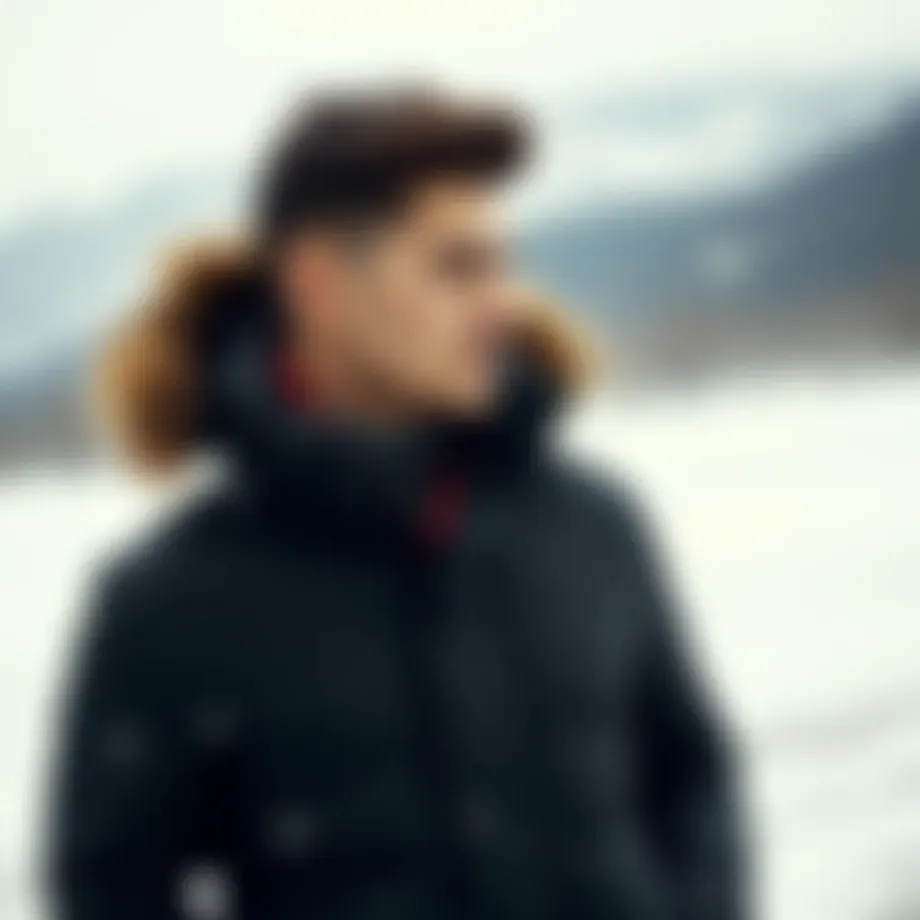 Stylish winter coat from Jack Jones showcased on a snowy background