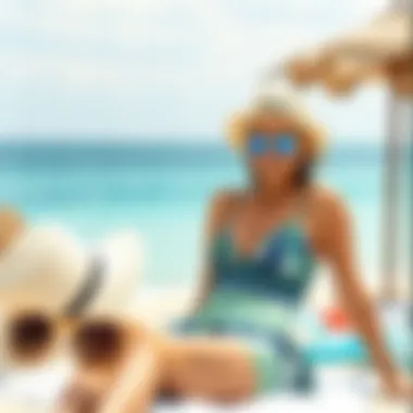 Trendy beach accessories complementing swimwear