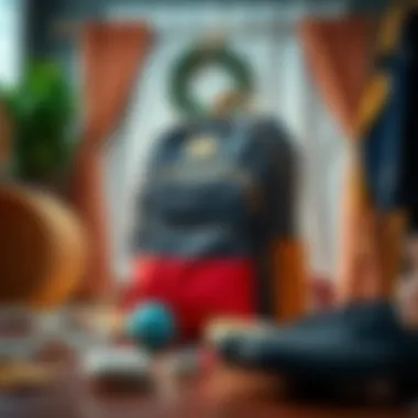 Trendy Backpack in Lifestyle Setup Trendy backpack displayed in a lifestyle setup with accessories