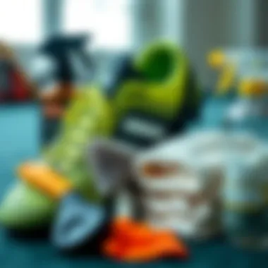 Essential Maintenance Tips for Longevity of Soccer Cleats Maintenance of soccer cleats with cleaning tools and products