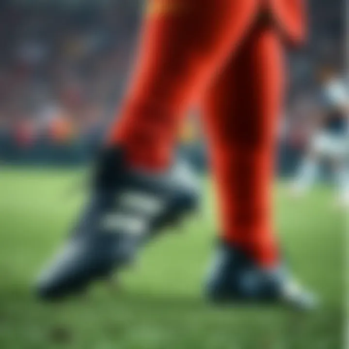 Lionel Messi showcasing his iconic football boots on the field