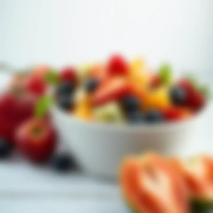 A beautiful bowl of fruit salad showcasing a variety of seasonal fruits