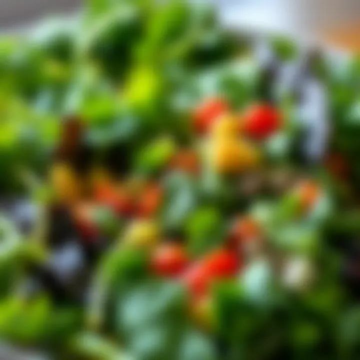 A fresh green salad abundant with magnesium-rich leafy vegetables.