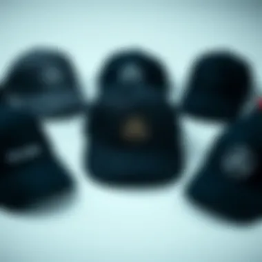 Flat lay of various Mercedes F1 caps highlighting material choices