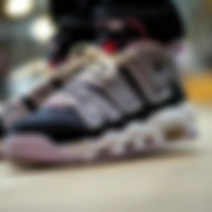 Close-up view highlighting the unique design features of the Nike Air More Uptempo