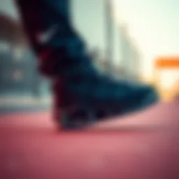 Dynamic shot showcasing the Nike Air More Uptempo in action