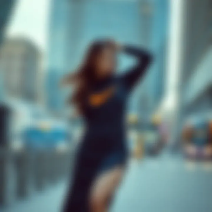 Fashionable athlete styling a Nike dress in a city environment