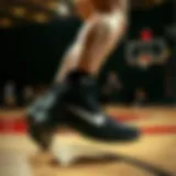 Dynamic action shot of a female athlete wearing Nike Kyrie shoes on the court