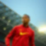 Dynamic pose of Kylian Mbappé showcasing Nike sportswear