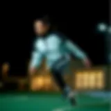 Dynamic pose showcasing Nike Tech tracksuit in action