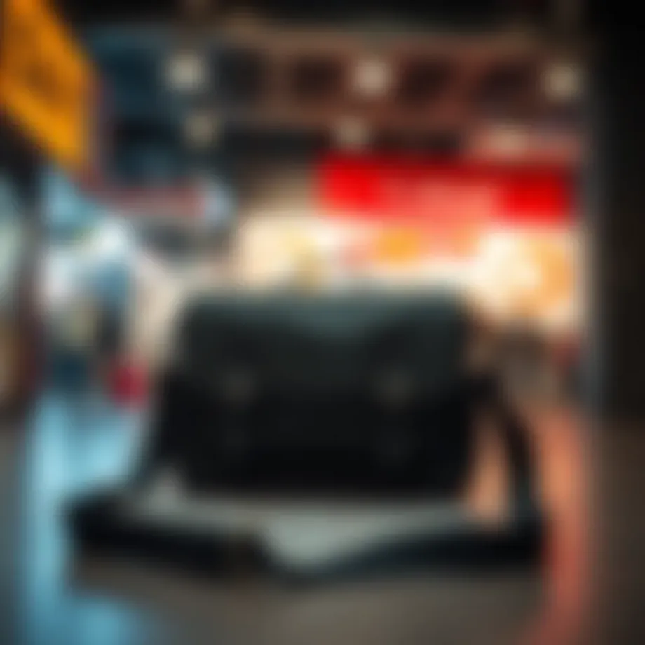 A stylish messenger bag showcased on a trendy background