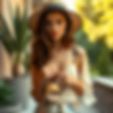 Woman pairing sandals with summer outfit