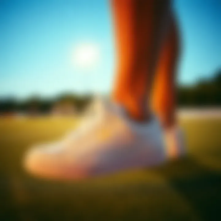 Athlete wearing Puma white sneakers during a performance