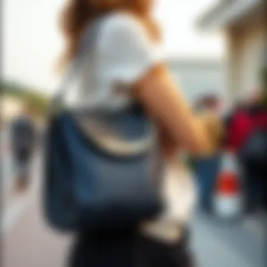 Fashionable shoulder bag paired with casual attire