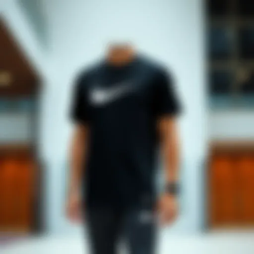 Elegant black Nike t-shirt design showcasing its modernity and style.