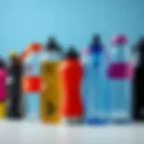 Various types of sports water bottles displayed