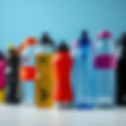 Various types of sports water bottles displayed
