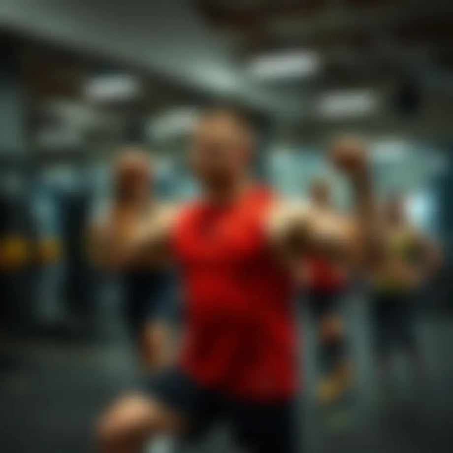 Strength training session showcasing various exercises