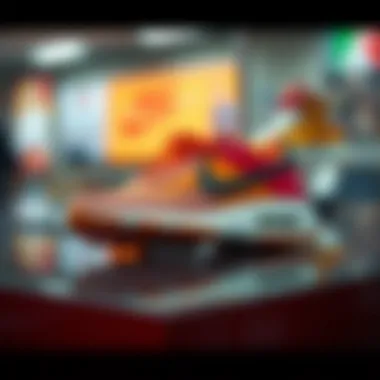 A stylish Nike shoe on display, highlighting its aesthetic appeal