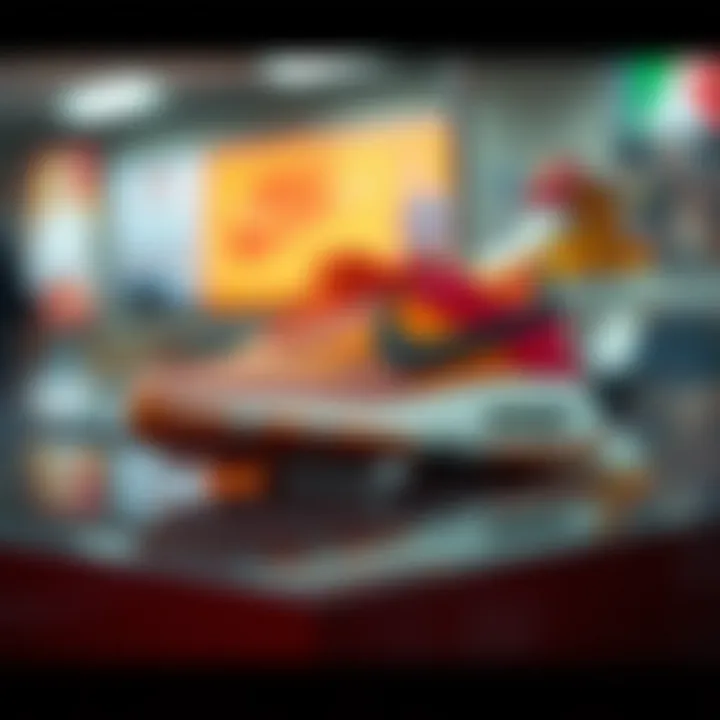 A stylish Nike shoe on display, highlighting its aesthetic appeal