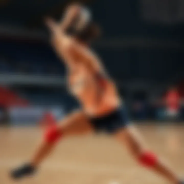 Athlete demonstrating dynamic movement in elegant volleyball attire
