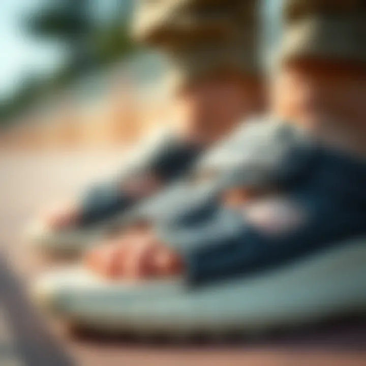 Close-up of unique Yeezy sandal design